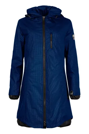 1730- Navy/Blue Waterproof Hooded Rain Coat- Normann (63)