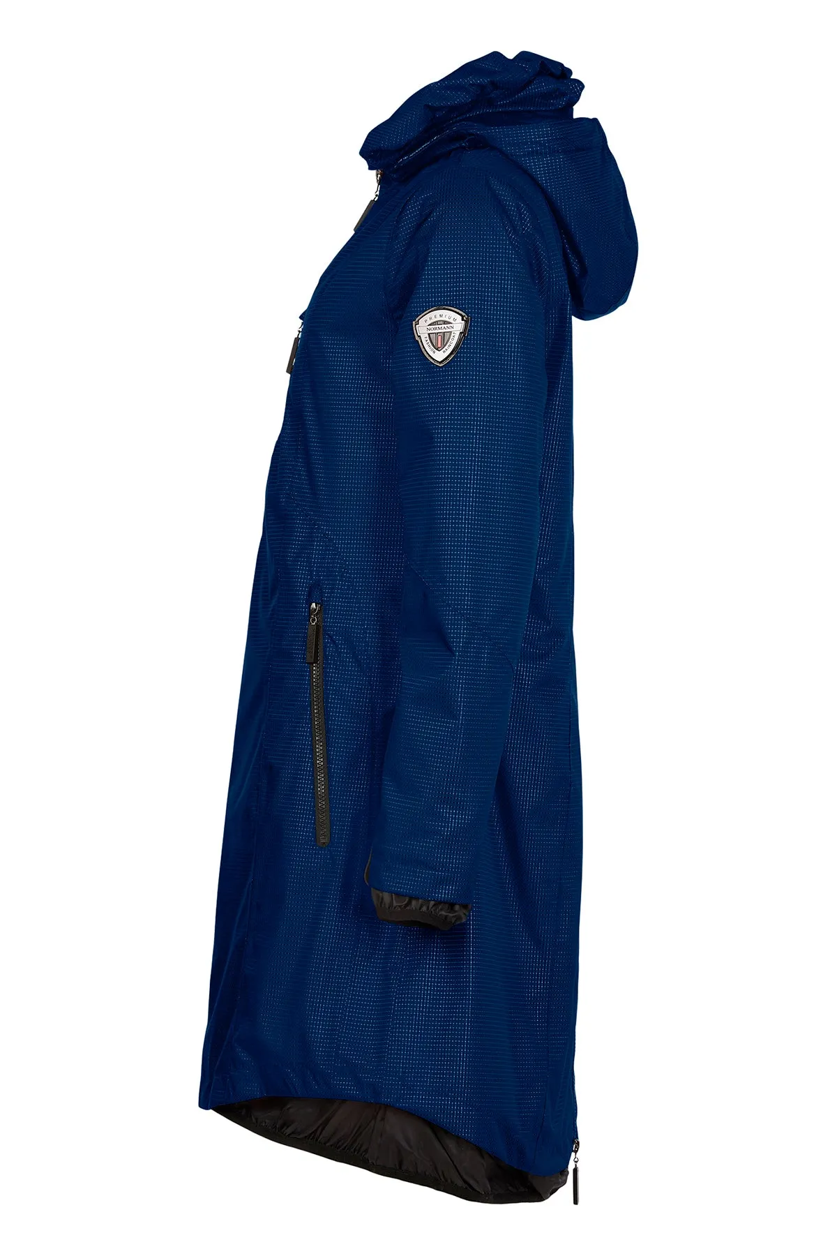 1730- Navy/Blue Waterproof Hooded Rain Coat- Normann (63)