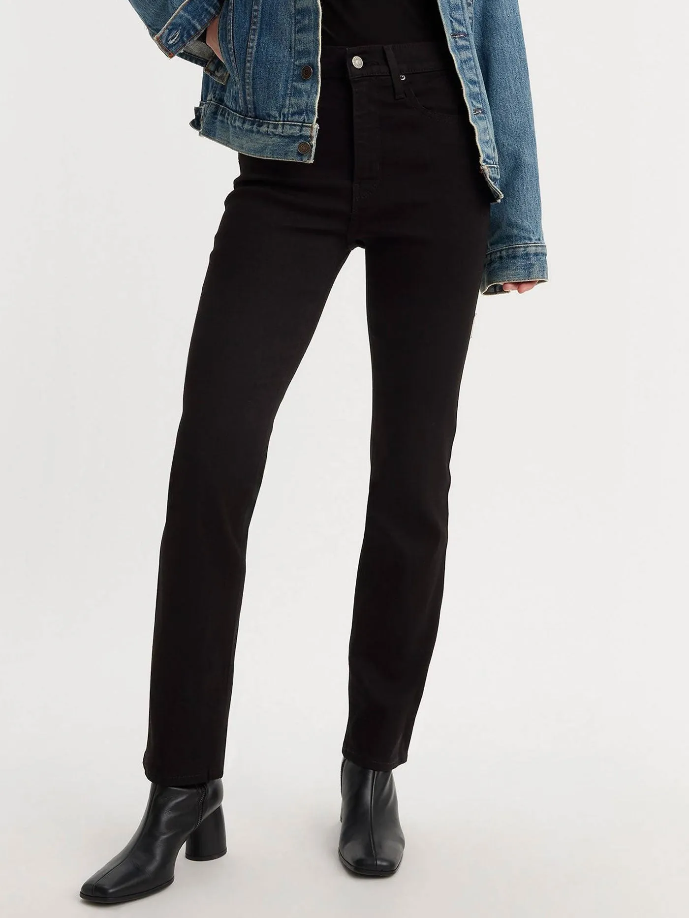 724 High Rise Straight Soft Black Jeans