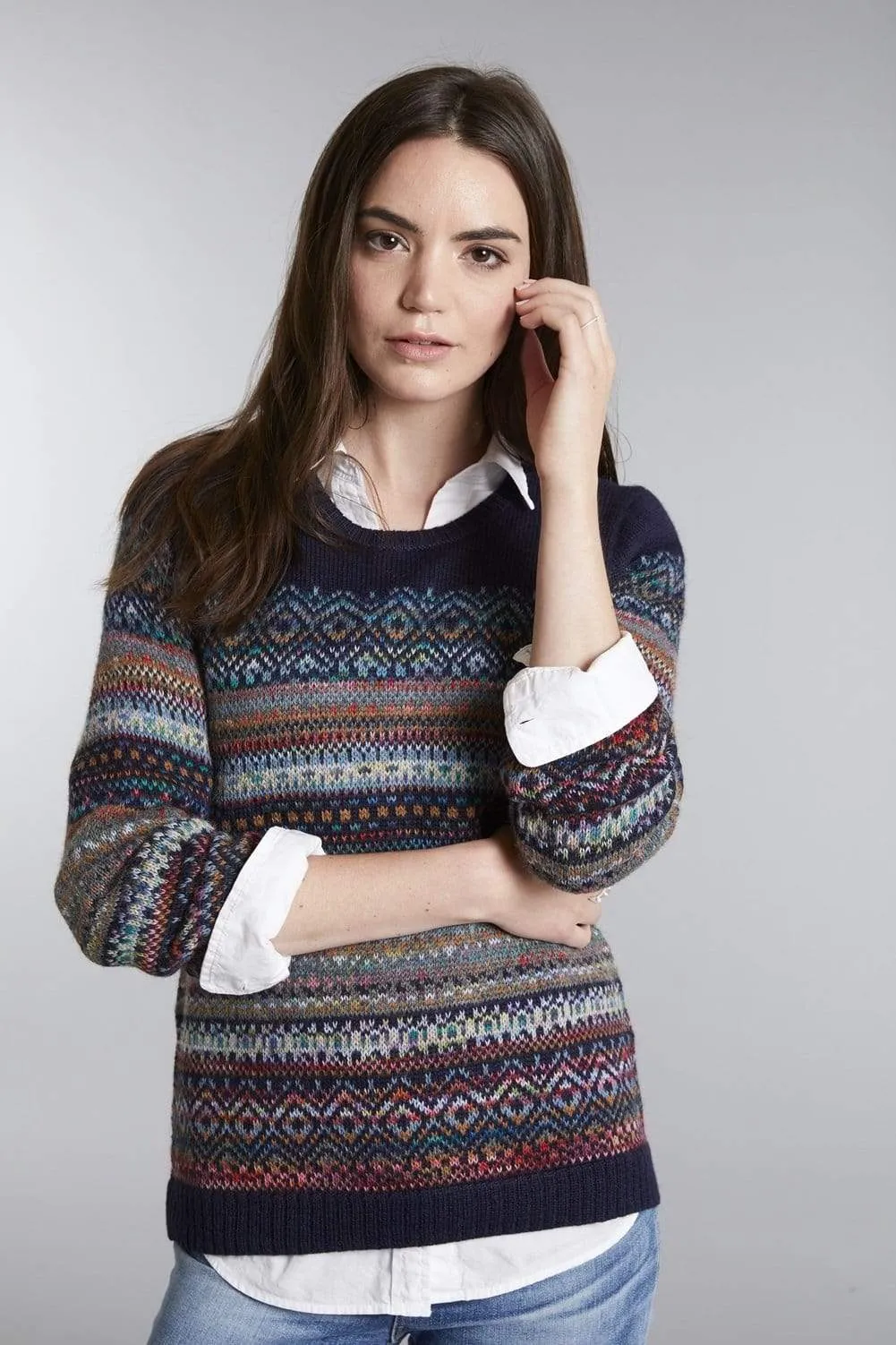 Abancay Hand-Dyed Alpaca Sweater FairIsle Pullover for Women