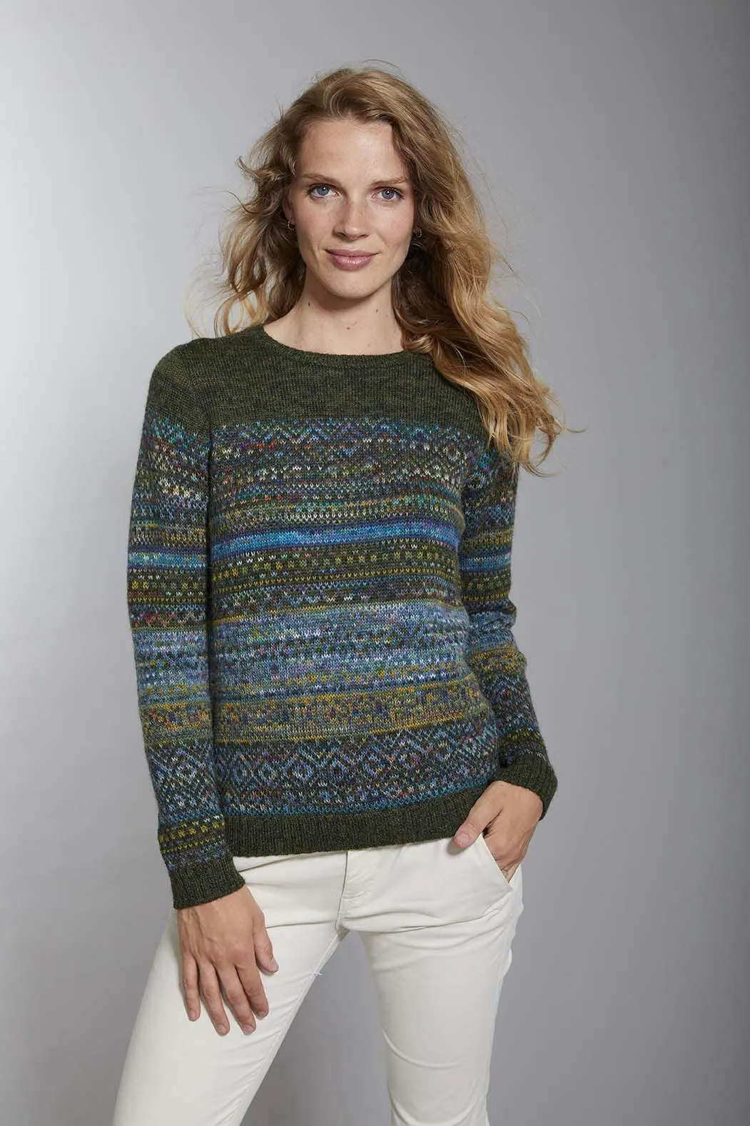Abancay Hand-Dyed Alpaca Sweater FairIsle Pullover for Women