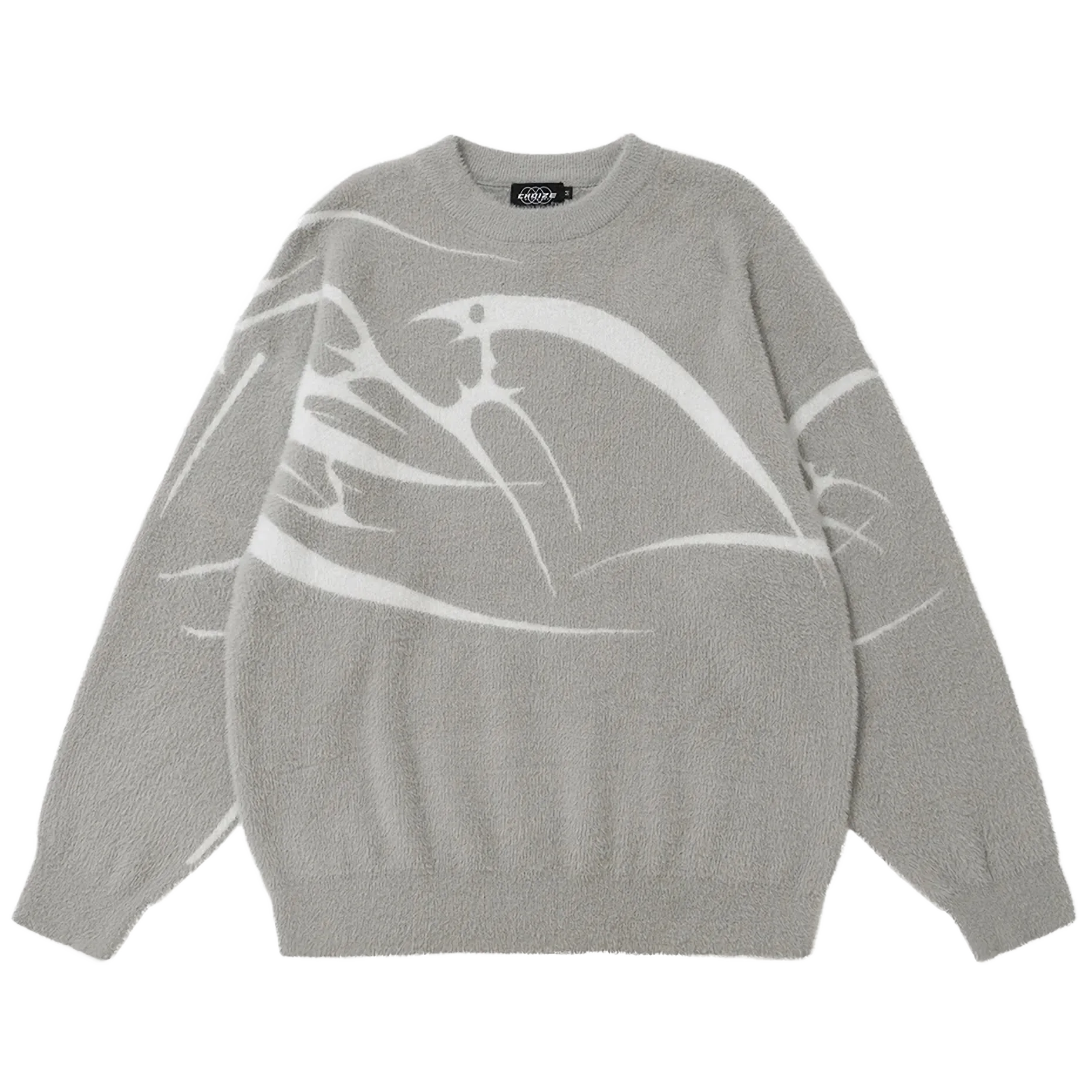 Abstract Bird Fleece Sweater