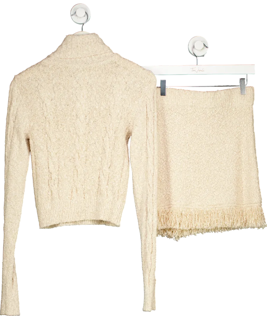 Asta Resort Beige 2-piece Angelina Cable Knit And Mini Skirt Set UK S