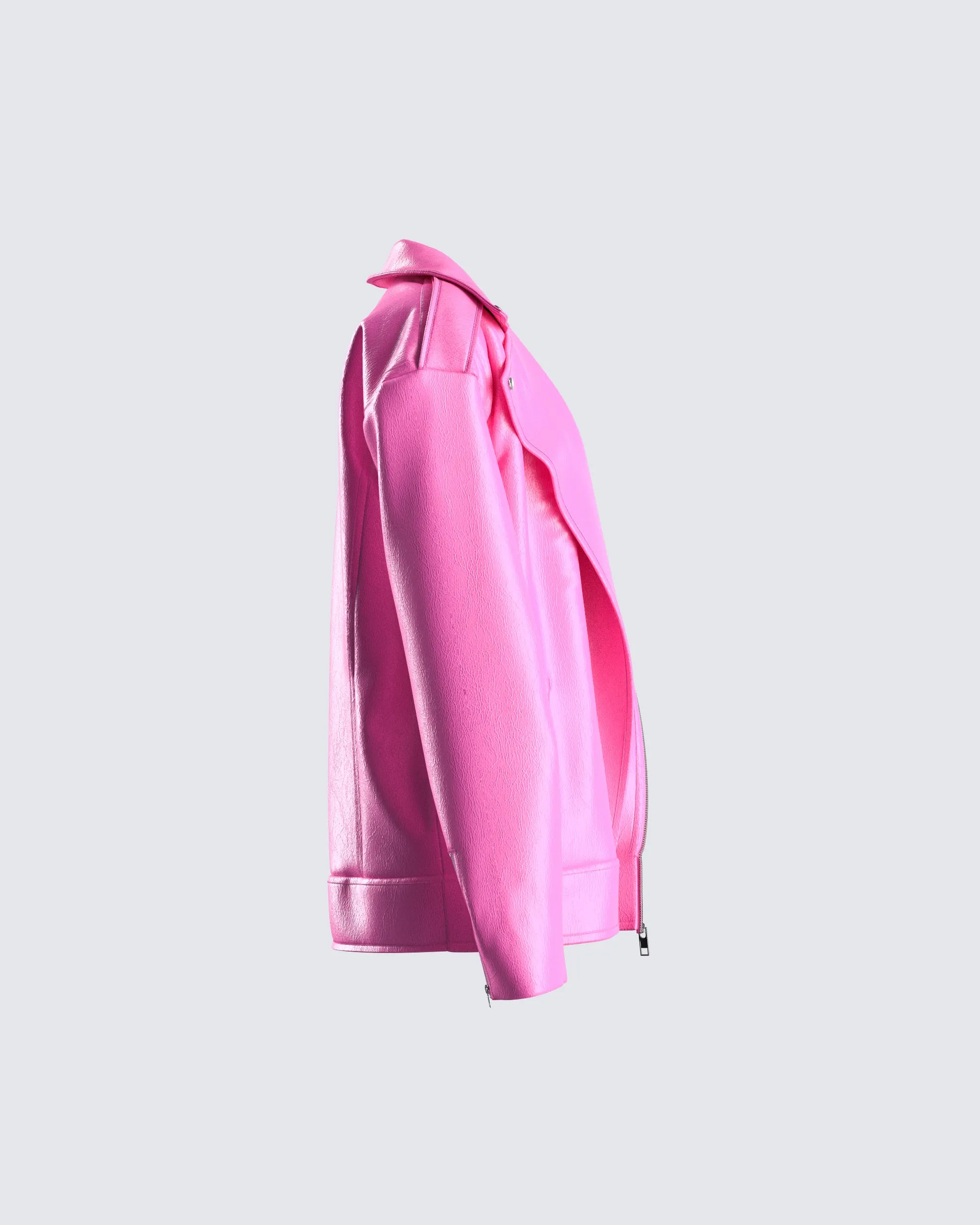 Ayse Pink Faux Leather Jacket