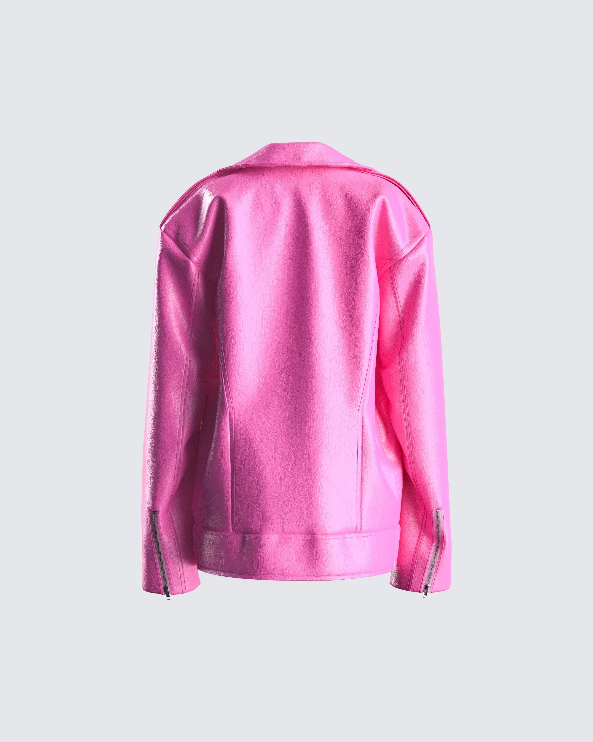 Ayse Pink Faux Leather Jacket