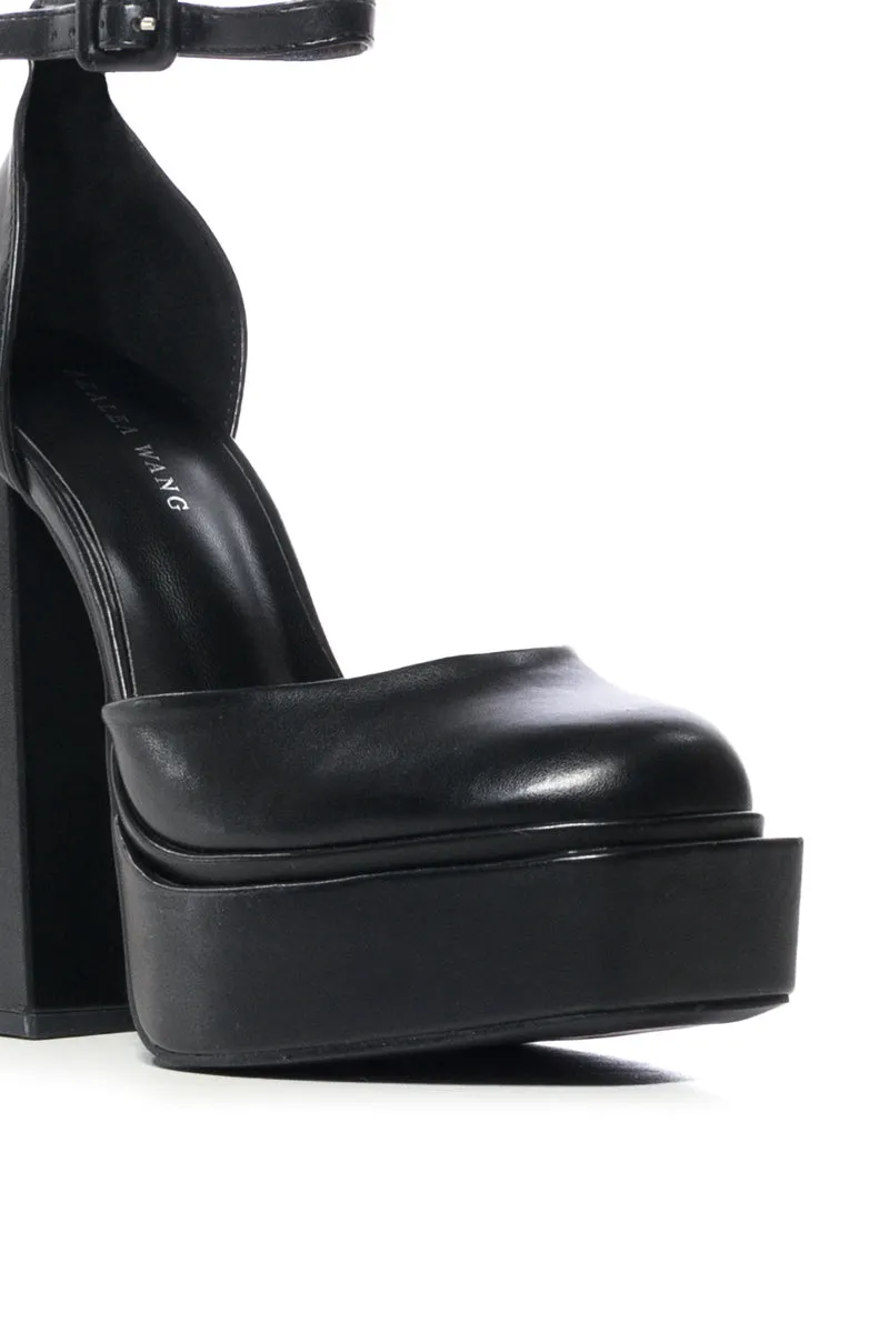 AZALEA WANG MOTGOMERY BLACK PLATFORM PUMP