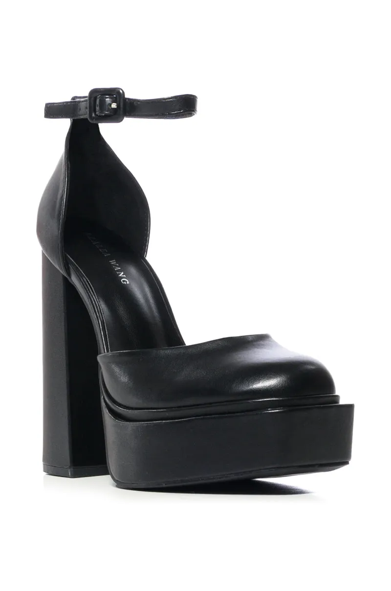 AZALEA WANG MOTGOMERY BLACK PLATFORM PUMP