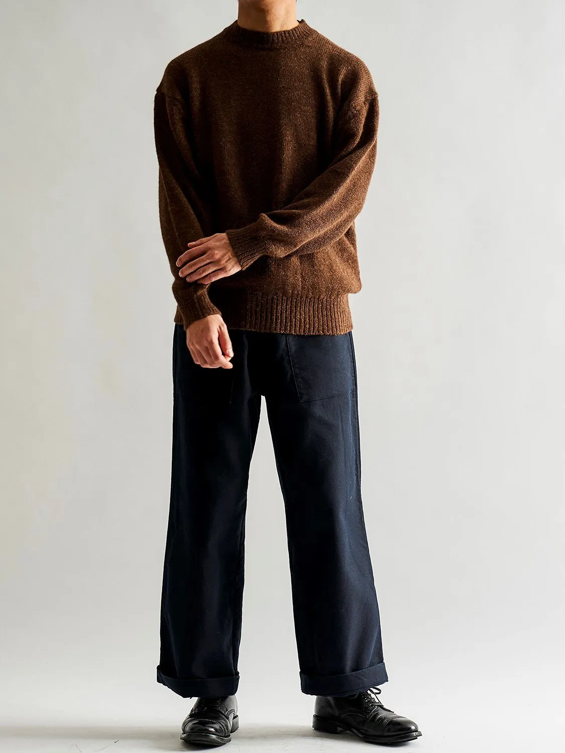 Baby Alpaca Crewneck Knit - Walnut