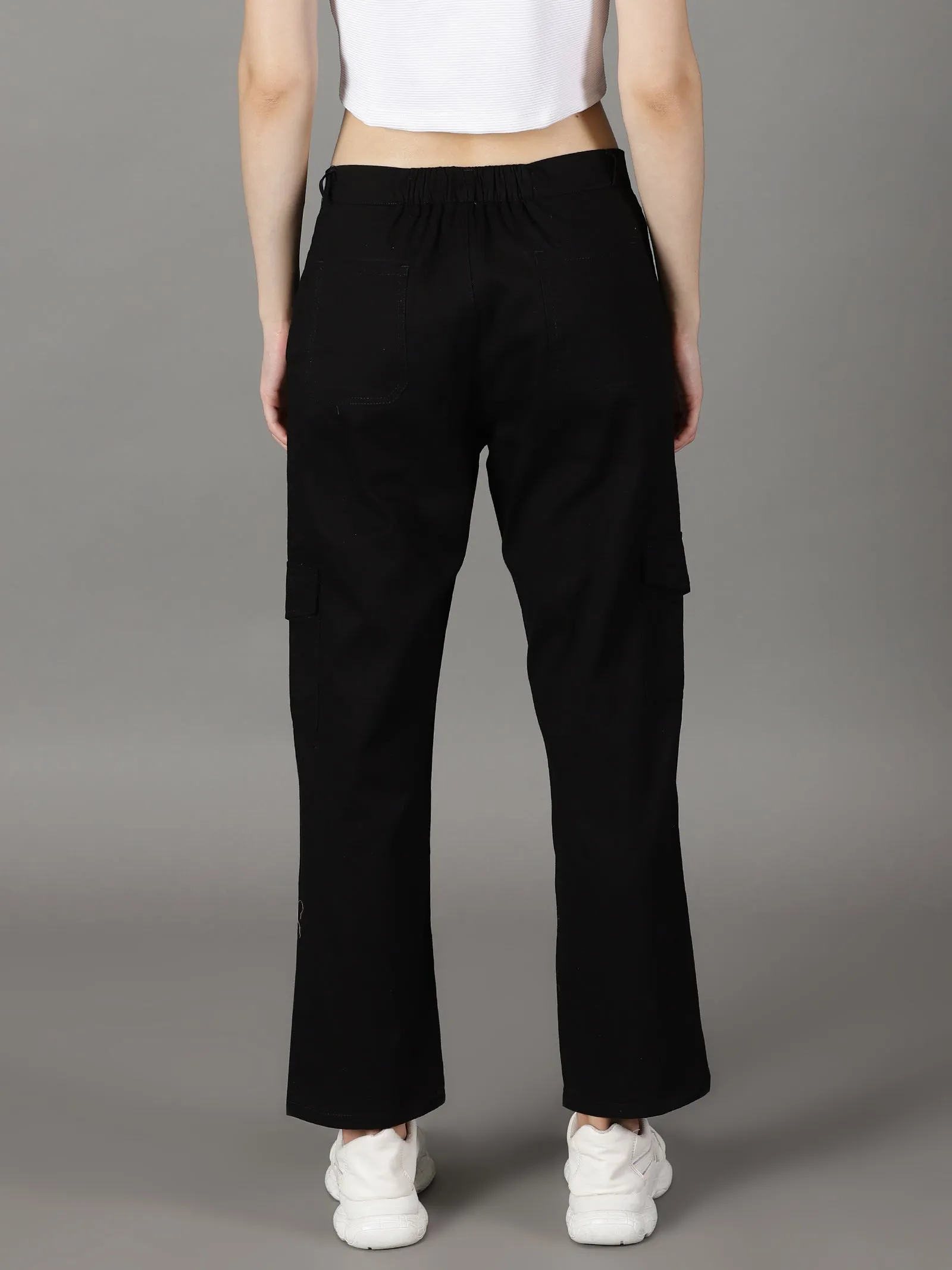 Black Cotton 6 Pocket Cargo Pants