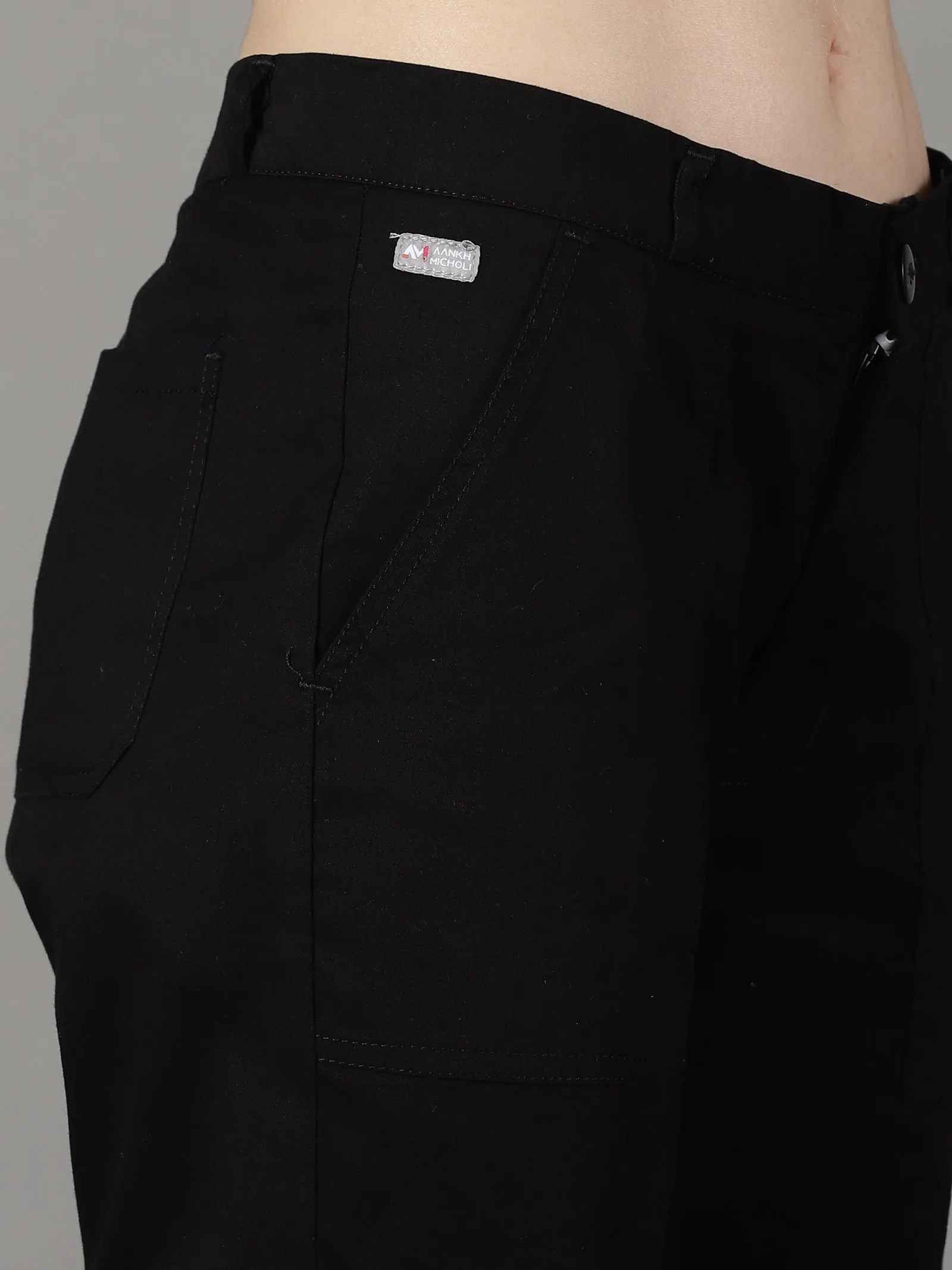 Black Cotton 6 Pocket Cargo Pants