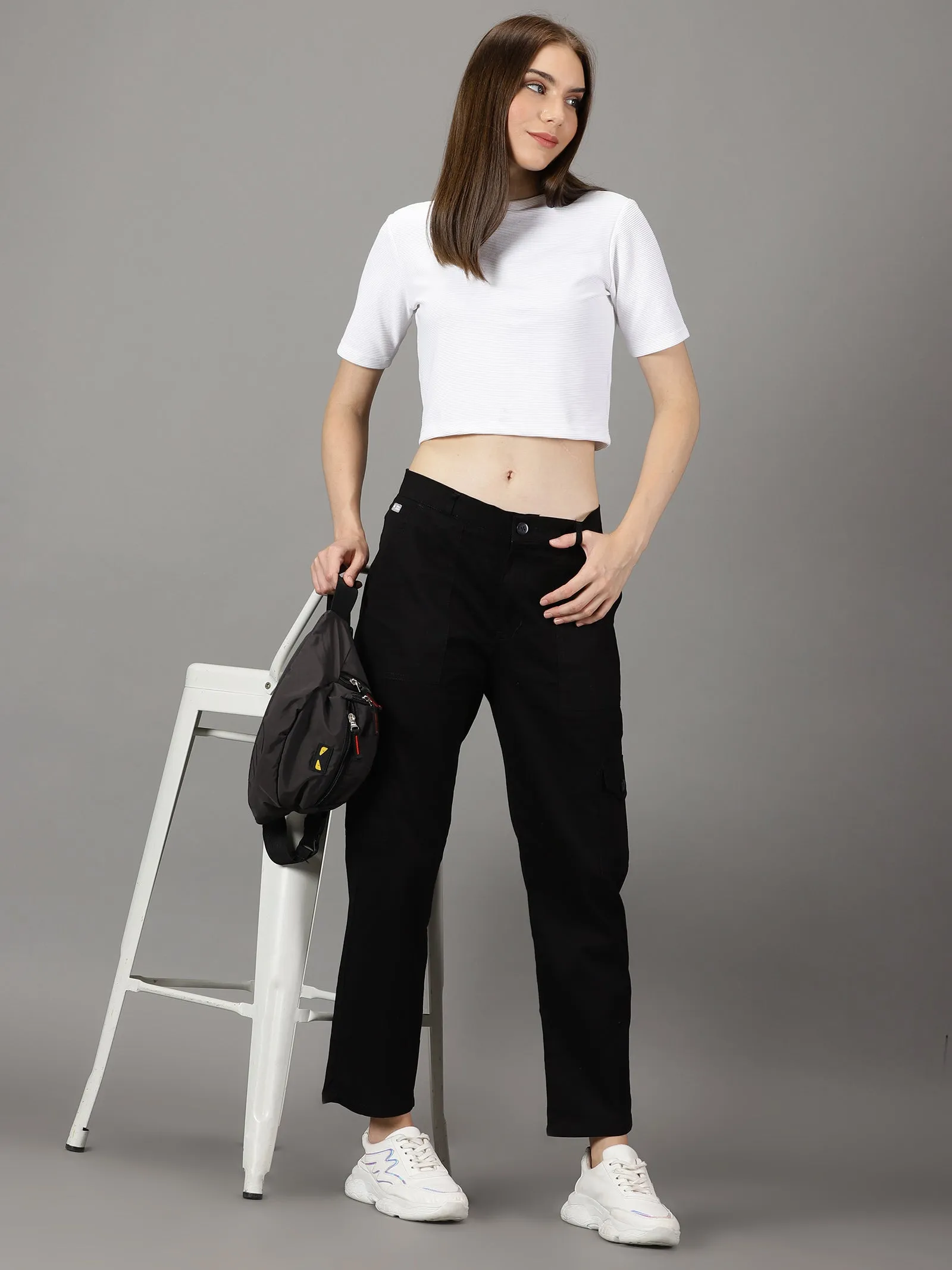 Black Cotton 6 Pocket Cargo Pants