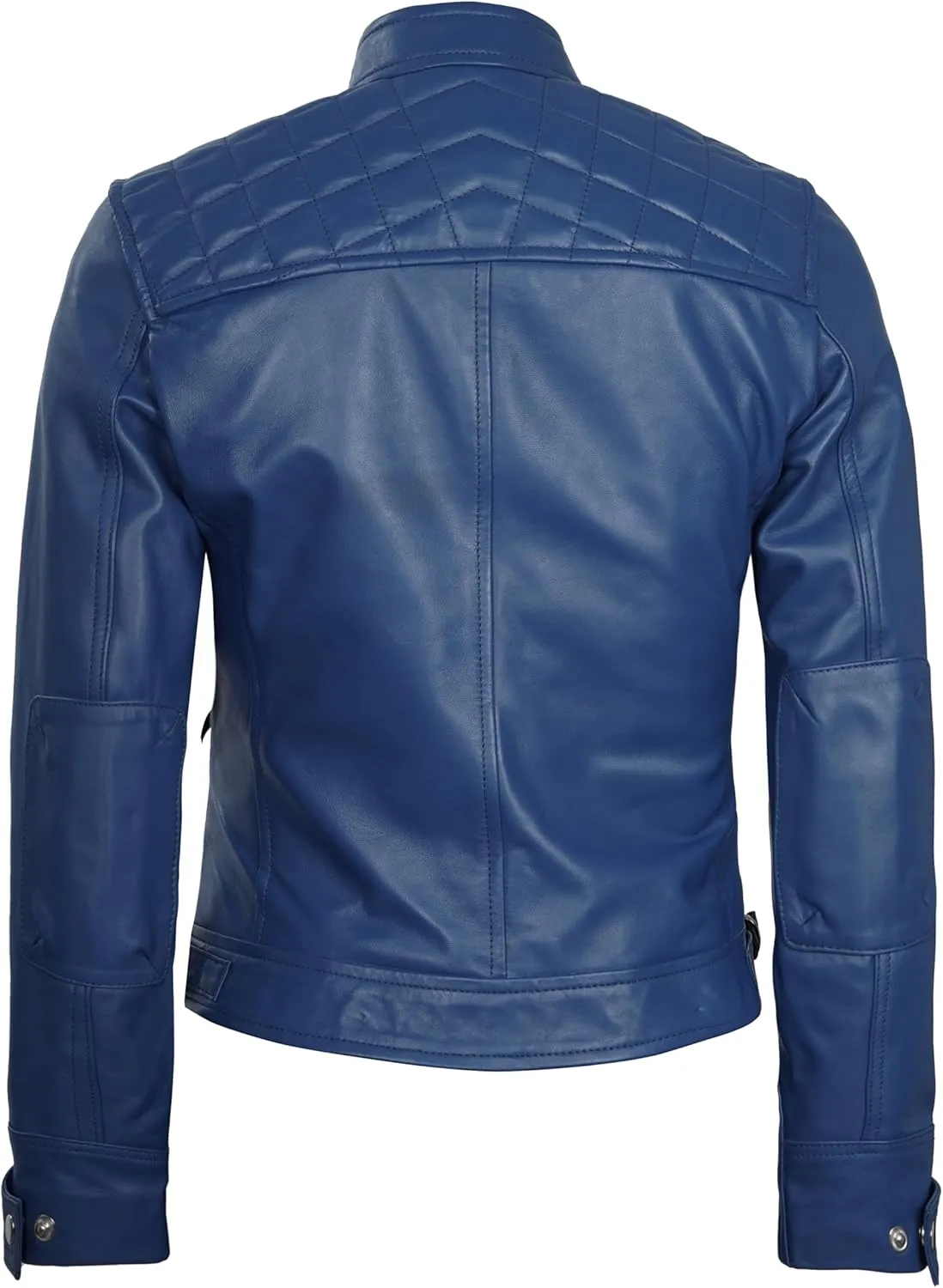 Blingsoul Leather Jacket Women - Quilted Cafe Racer Style Womens Leather Jackets