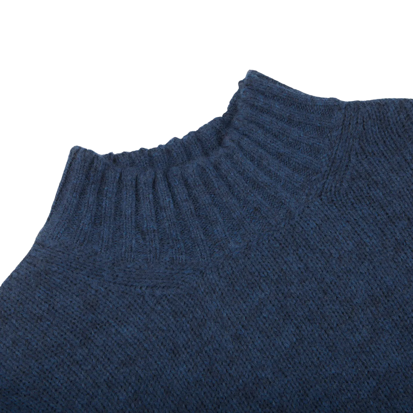 Blue Wool Blend Mock Neck Sweater