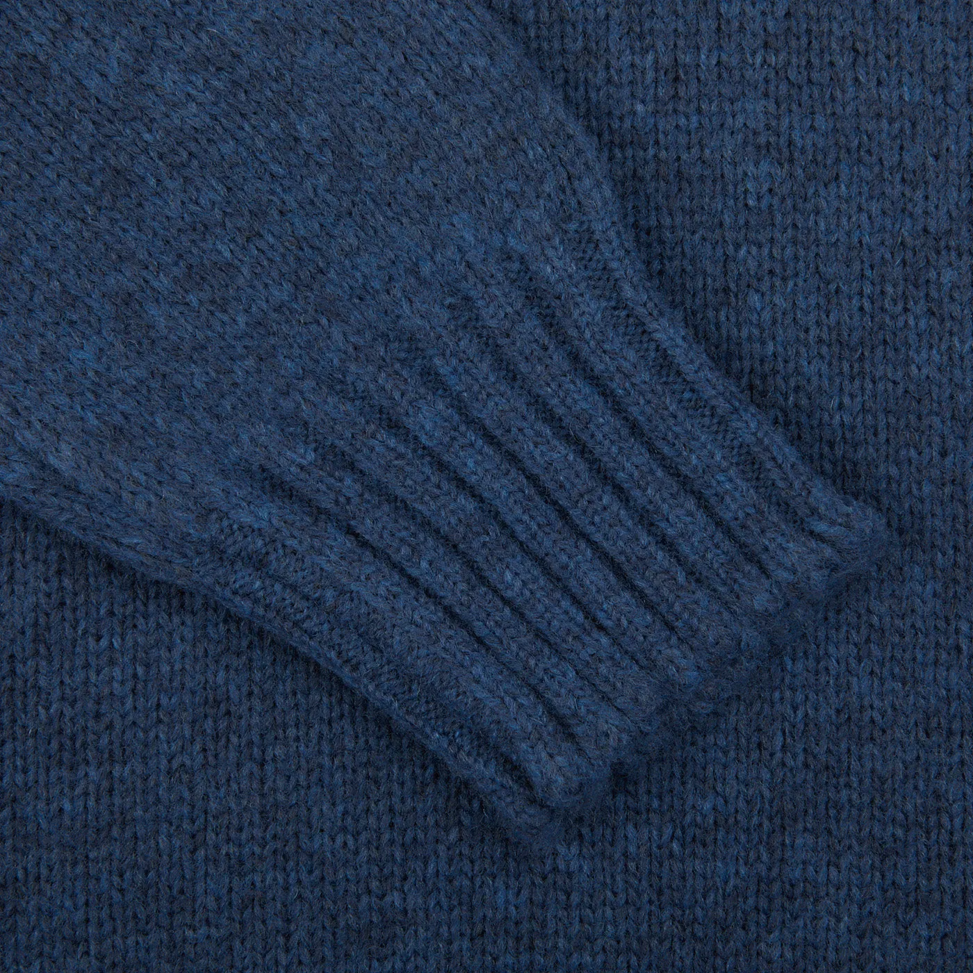 Blue Wool Blend Mock Neck Sweater