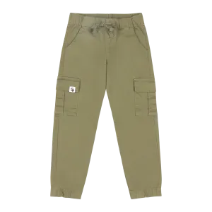 Boys Relaxed Fit Drawstring Cargo Jogger Pants - Olive