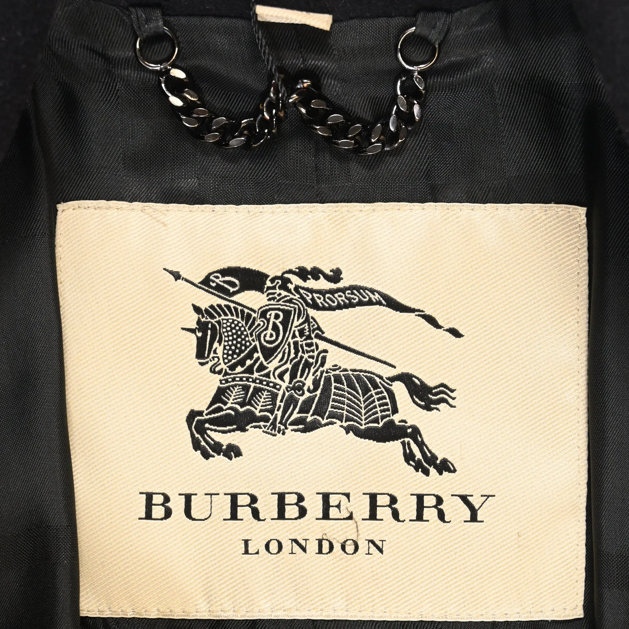 Burberry Belted Double-Breasted Trench Coat in Black Wool