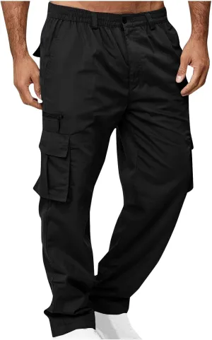 Cargo Pants for Men Big and Tall Loose Fit Joggers Elastic Waist Hiking Pants Relaxed Workout Pants with Pockets