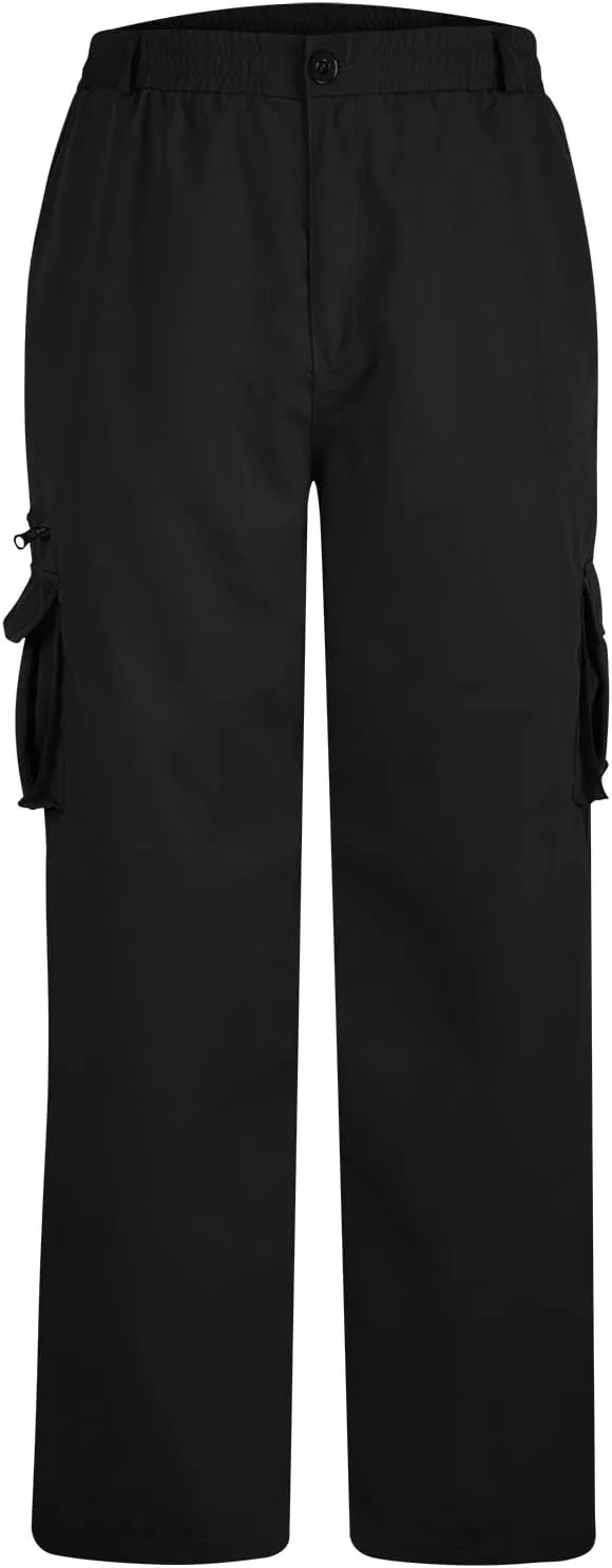 Cargo Pants for Men Big and Tall Loose Fit Joggers Elastic Waist Hiking Pants Relaxed Workout Pants with Pockets