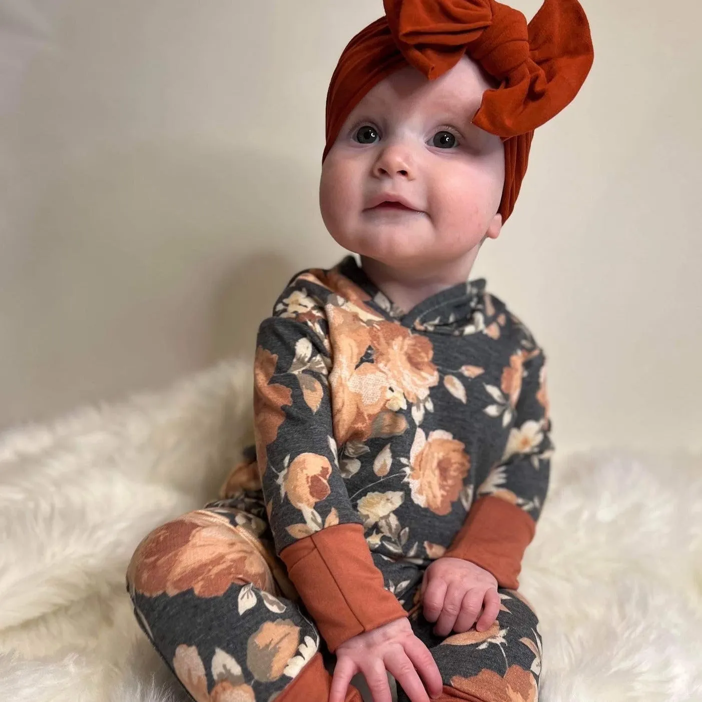 Charcoal Floral Hooded Zip Romper