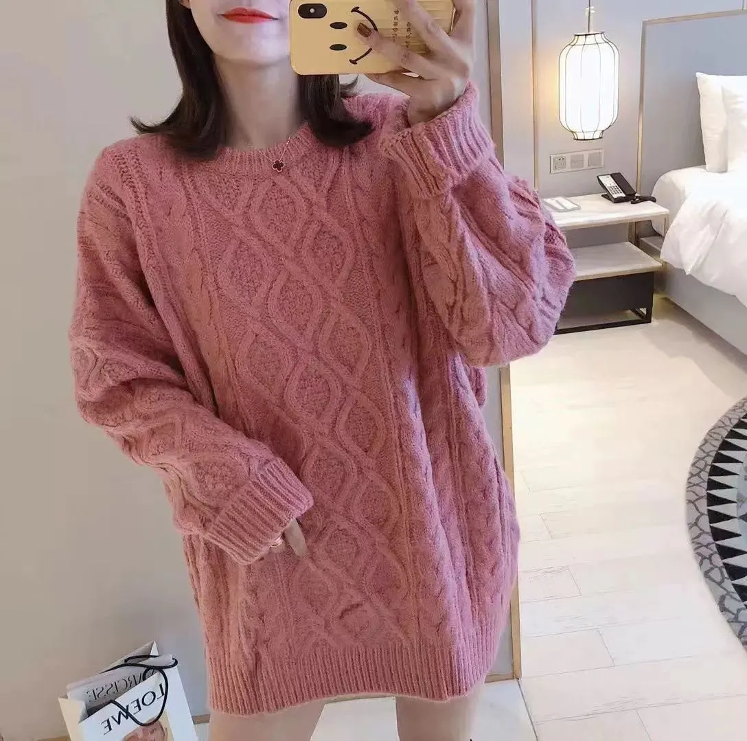 Chunky Cable Twisted Textured Combo Knit Pullover