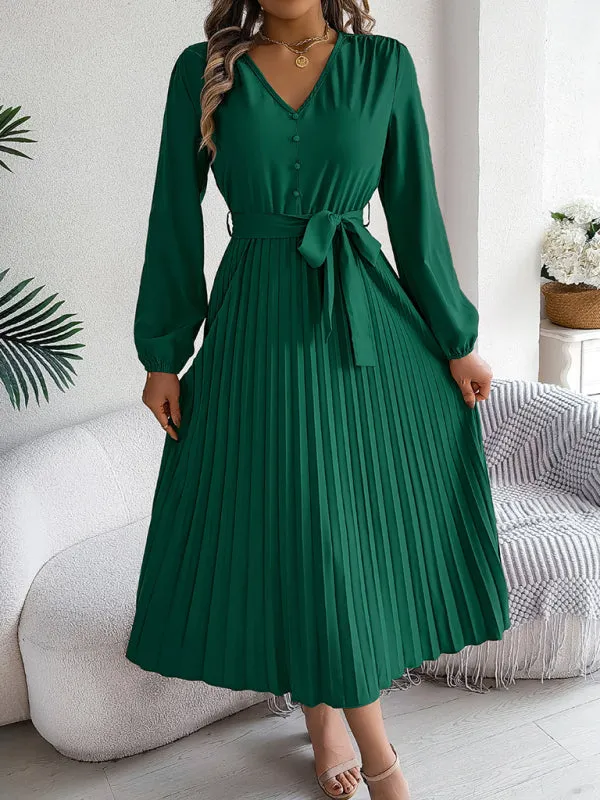 Classic Pleated Midi Dress for All Occasions