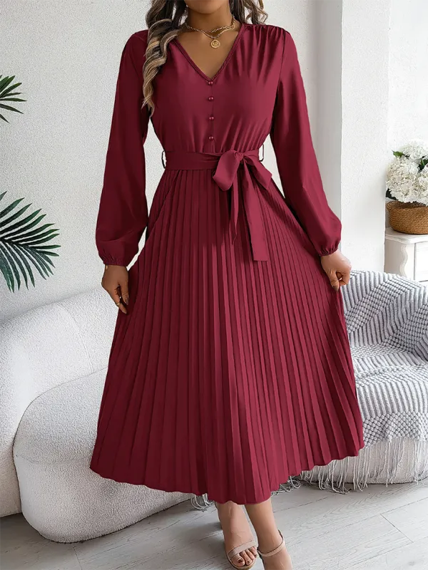 Classic Pleated Midi Dress for All Occasions