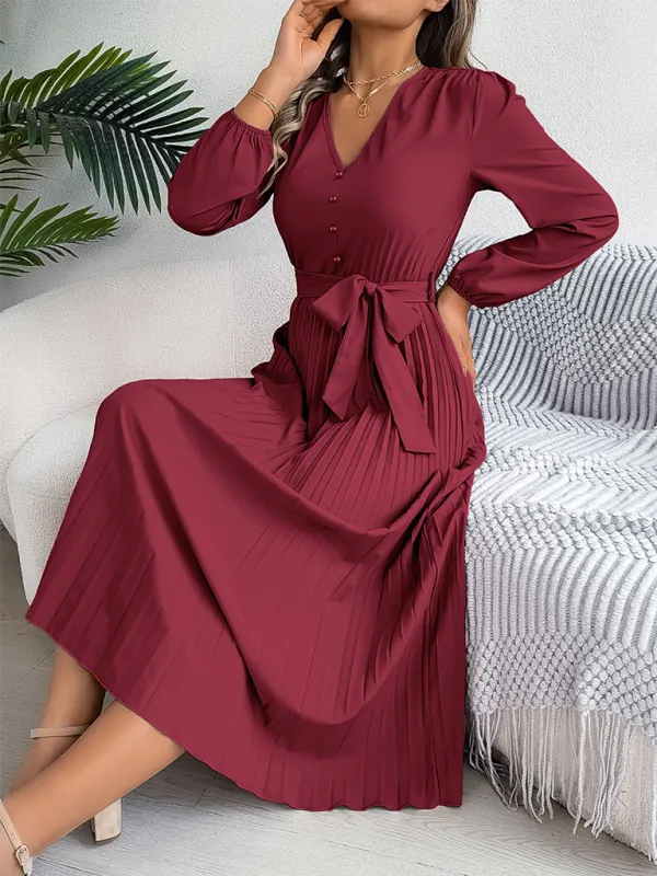 Classic Pleated Midi Dress for All Occasions