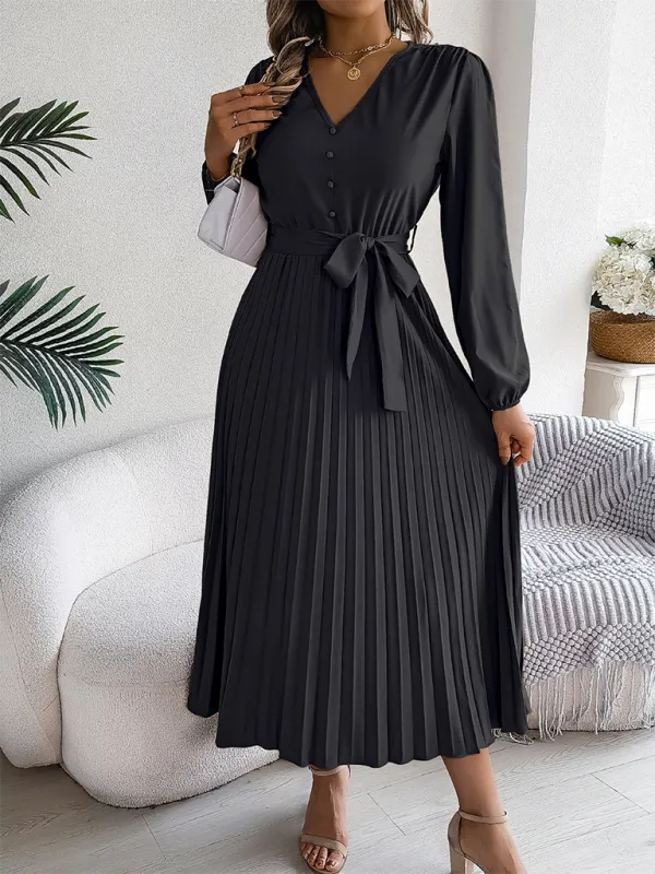 Classic Pleated Midi Dress for All Occasions