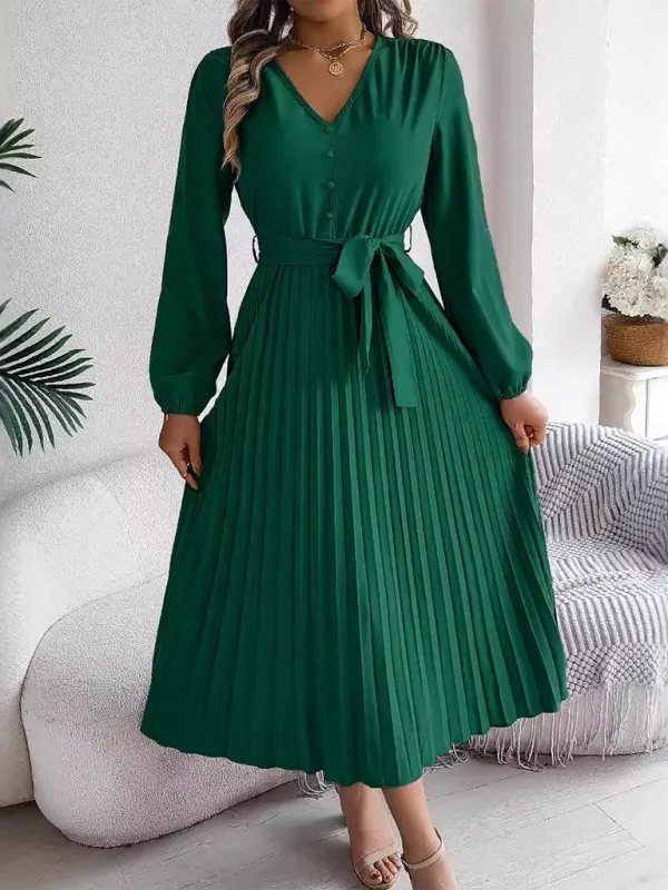 Classic Pleated Midi Dress for All Occasions