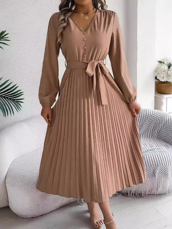 Classic Pleated Midi Dress for All Occasions