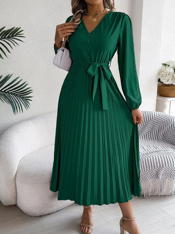 Classic Pleated Midi Dress for All Occasions