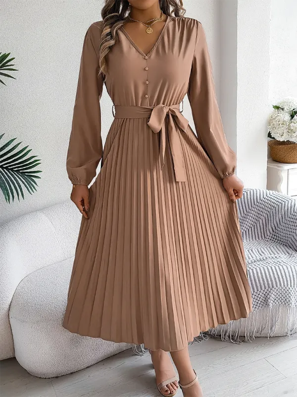 Classic Pleated Midi Dress for All Occasions