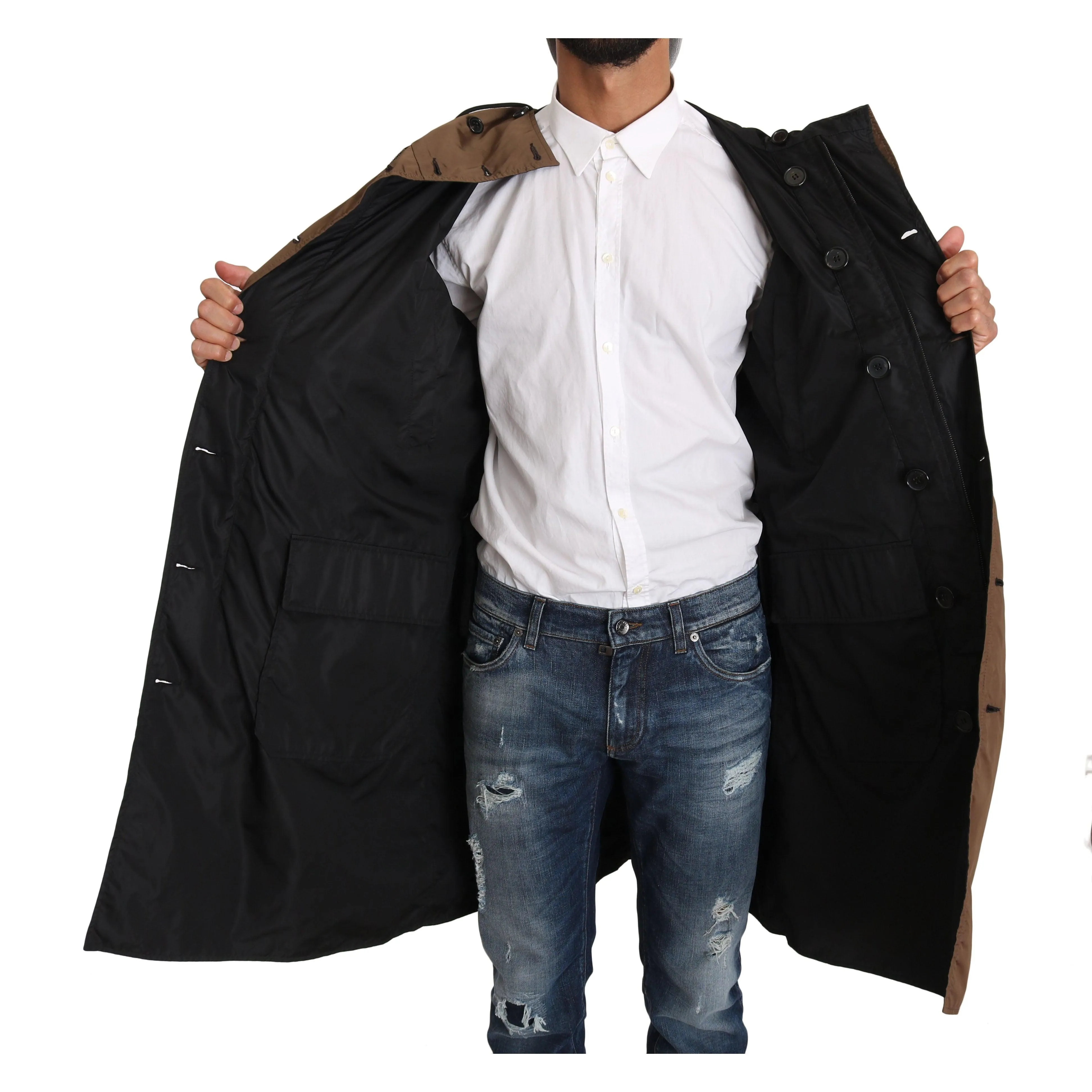 Dolce & Gabbana Elegant Reversible Hooded Raincoat
