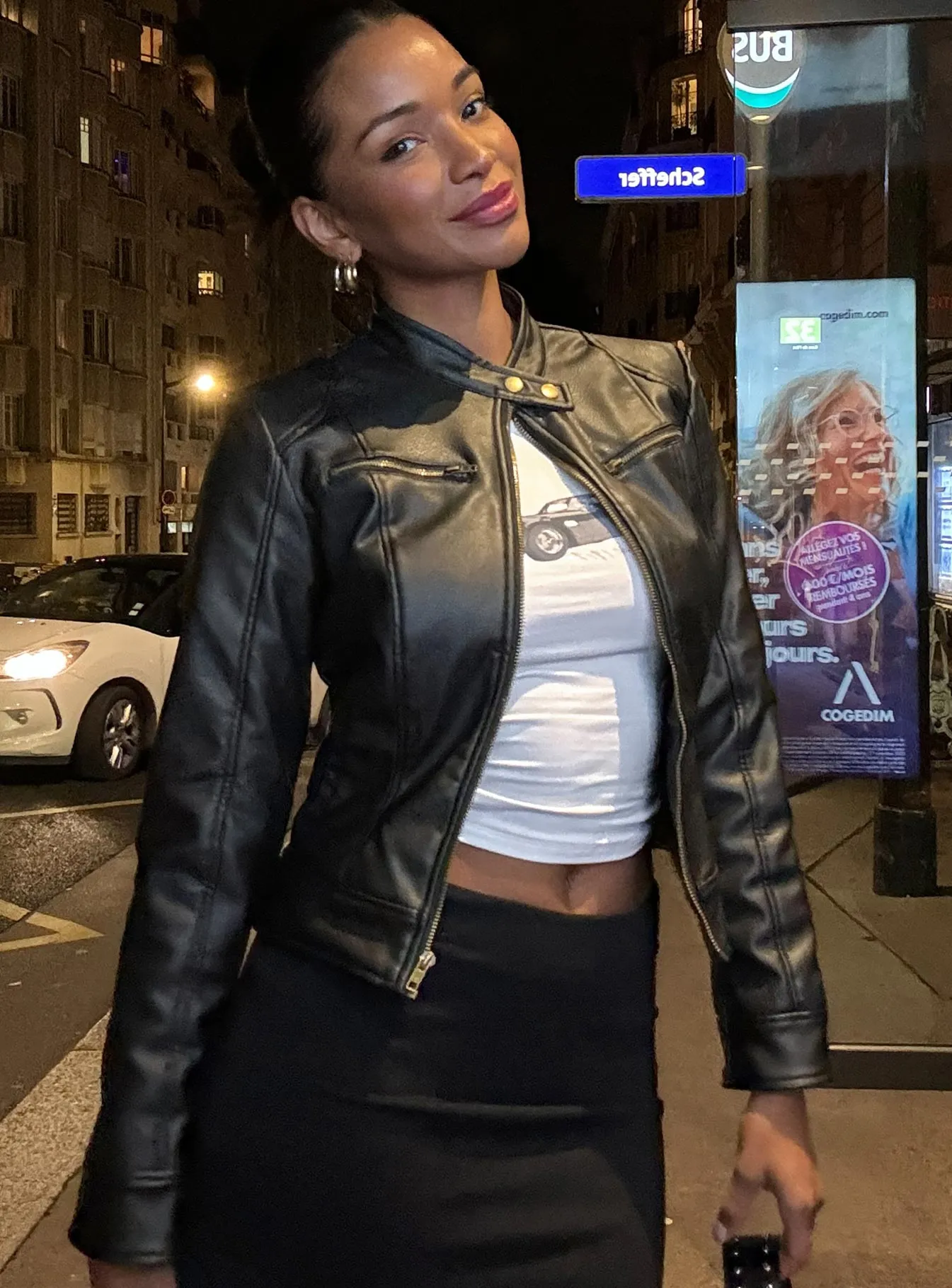 Fashionkova Pottsville Faux Leather Moto Jacket Black