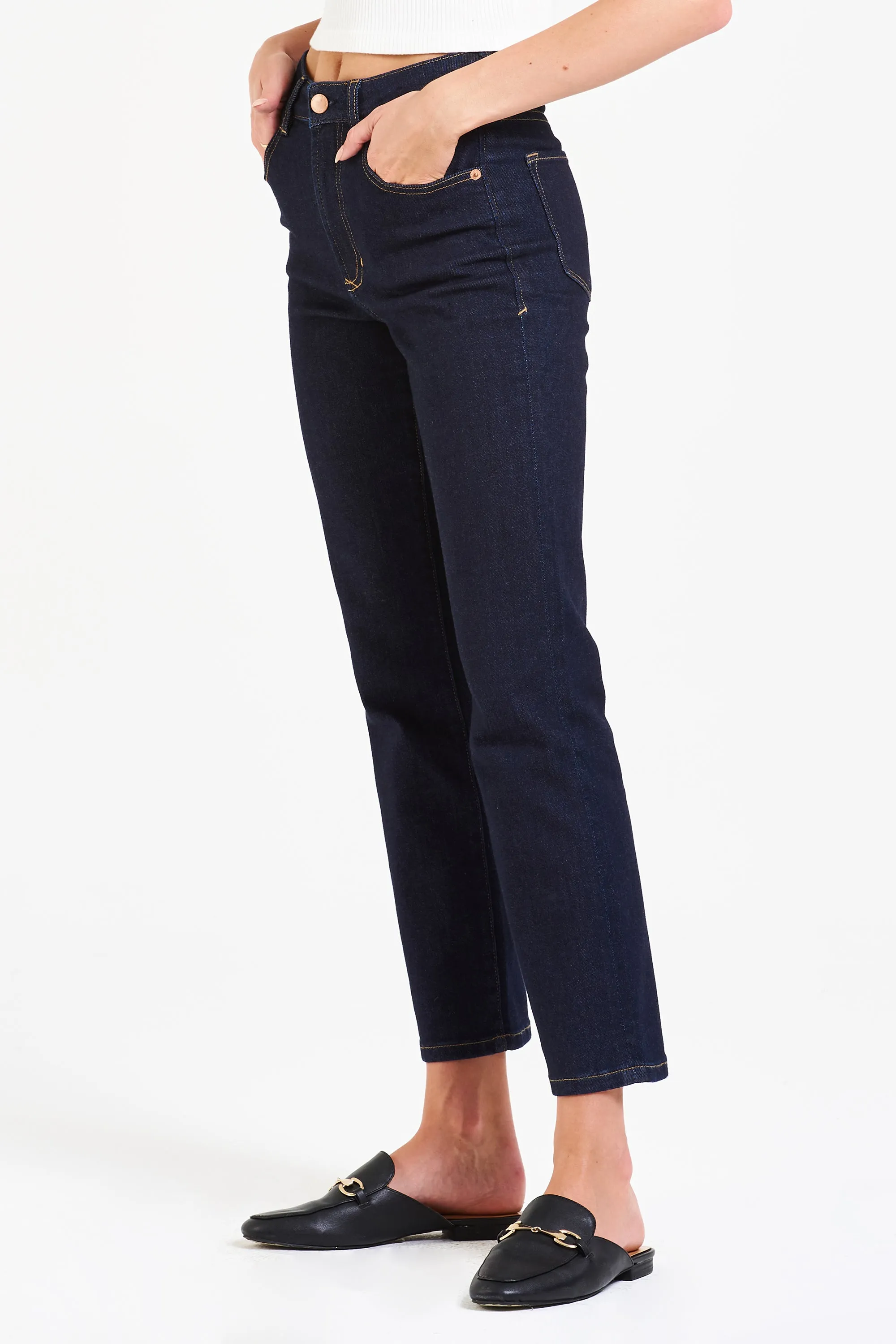 FRANKIE SUPER HIGH RISE CROPPED STRAIGHT JEANS BREAKWATER