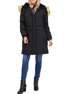 French Connection Hooded Faux-Fur-Trim Down Parka