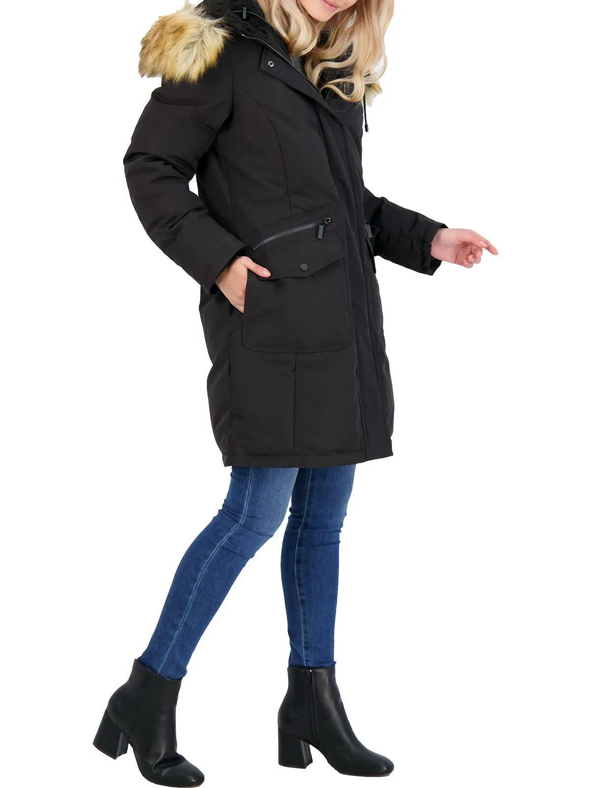 French Connection Hooded Faux-Fur-Trim Down Parka