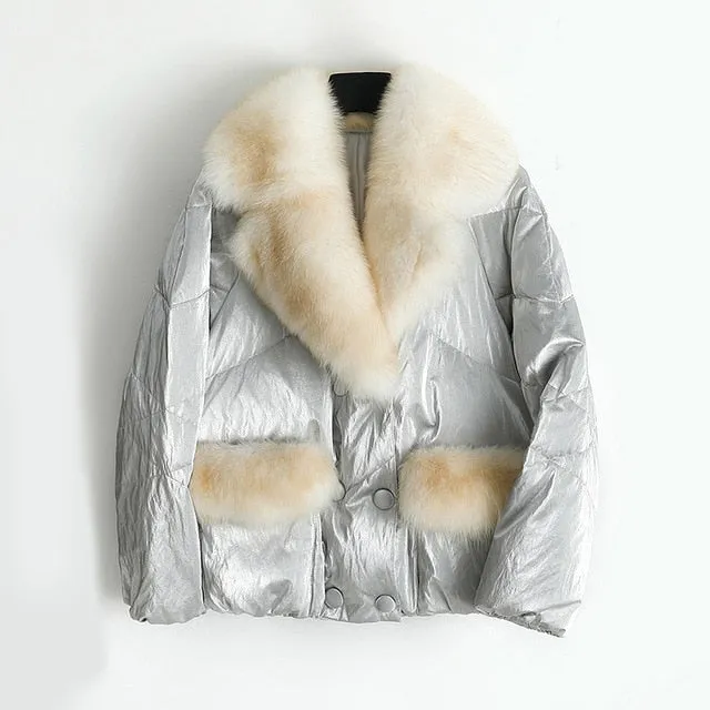 Genuine Fox  Fur Collar  Parka Down Jacket