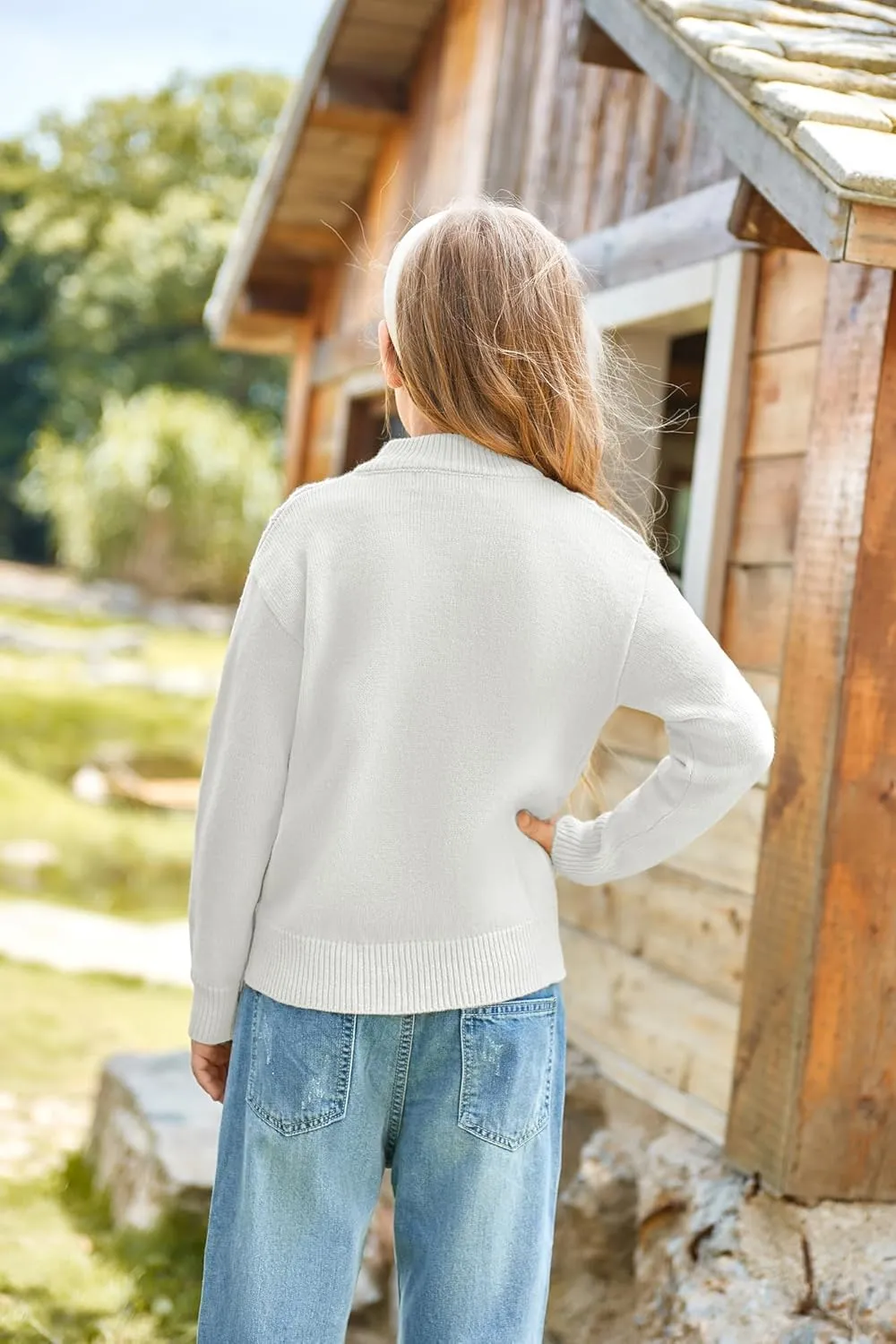 GRACE KARIN Girls Knit Cardigan Sweater Zip Long Sleeve Kids School Uniform Fall Jacket Size 6-14