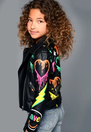Graffiti Moto Faux Leather Jacket