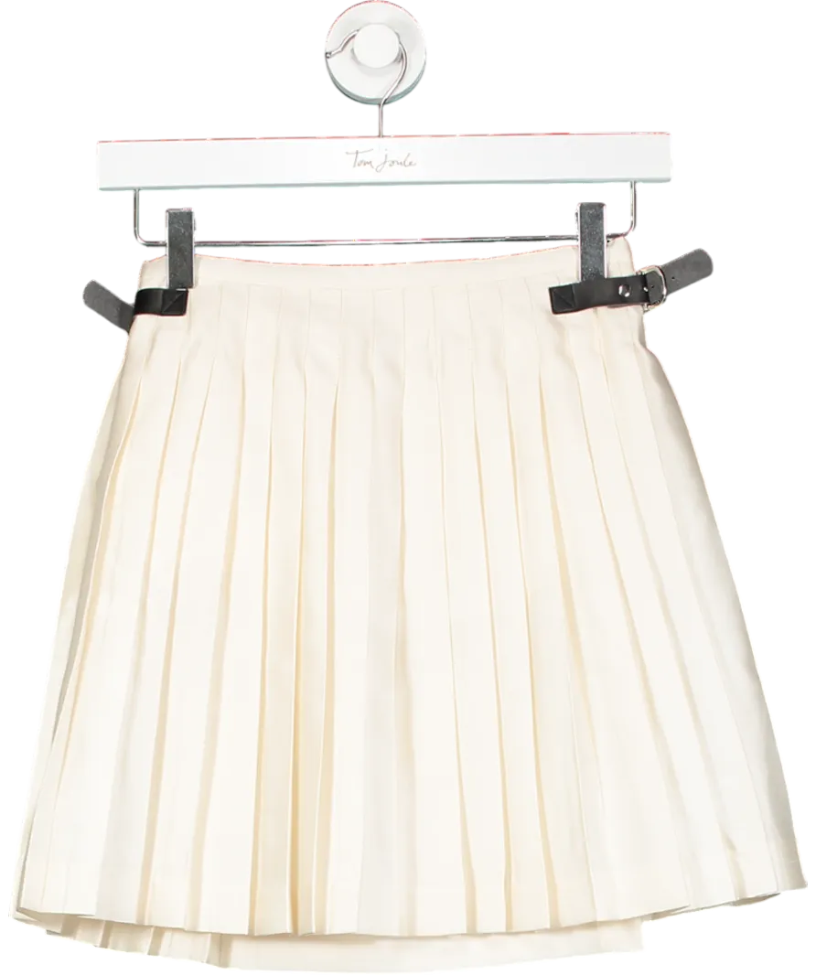 Hai Cream Pleated Mini Skirt With Buckle Sides UK XS/S