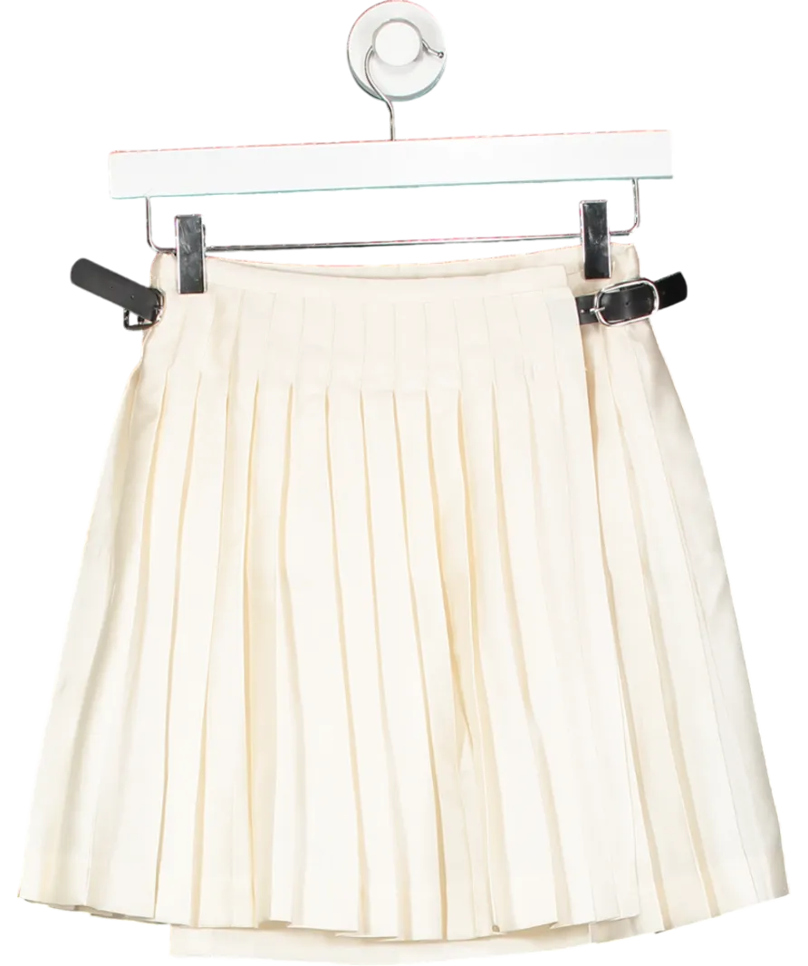 Hai Cream Pleated Mini Skirt With Buckle Sides UK XS/S