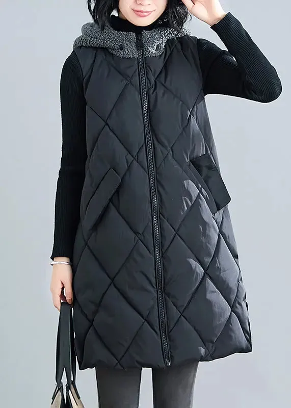 Hooded Faux Fur Patchwork Parka Waistcoat