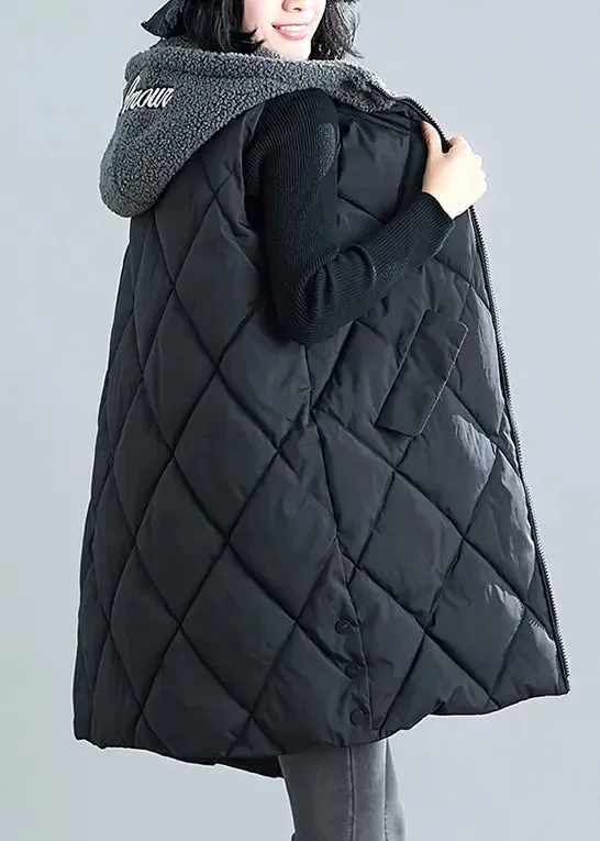 Hooded Faux Fur Patchwork Parka Waistcoat