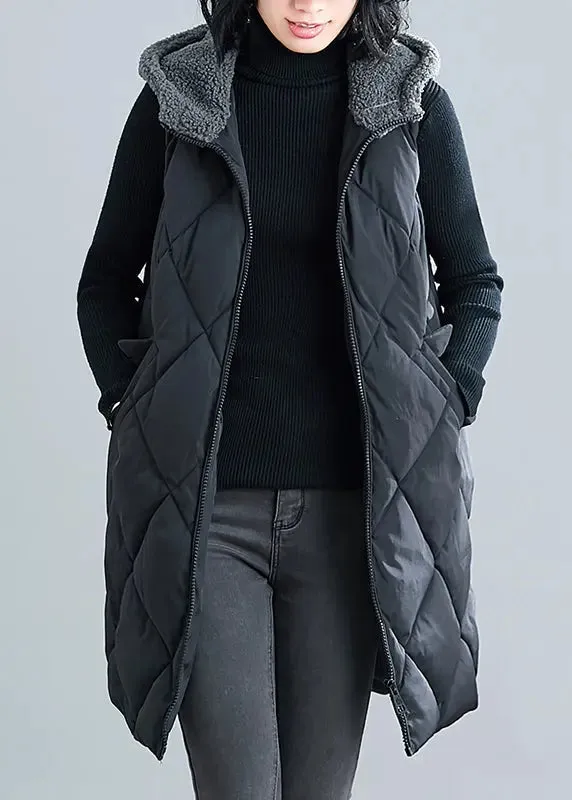 Hooded Faux Fur Patchwork Parka Waistcoat