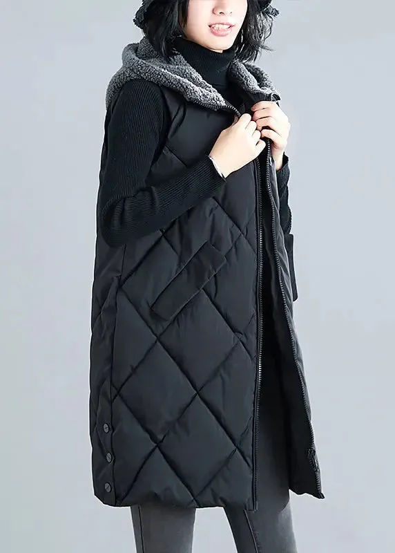 Hooded Faux Fur Patchwork Parka Waistcoat