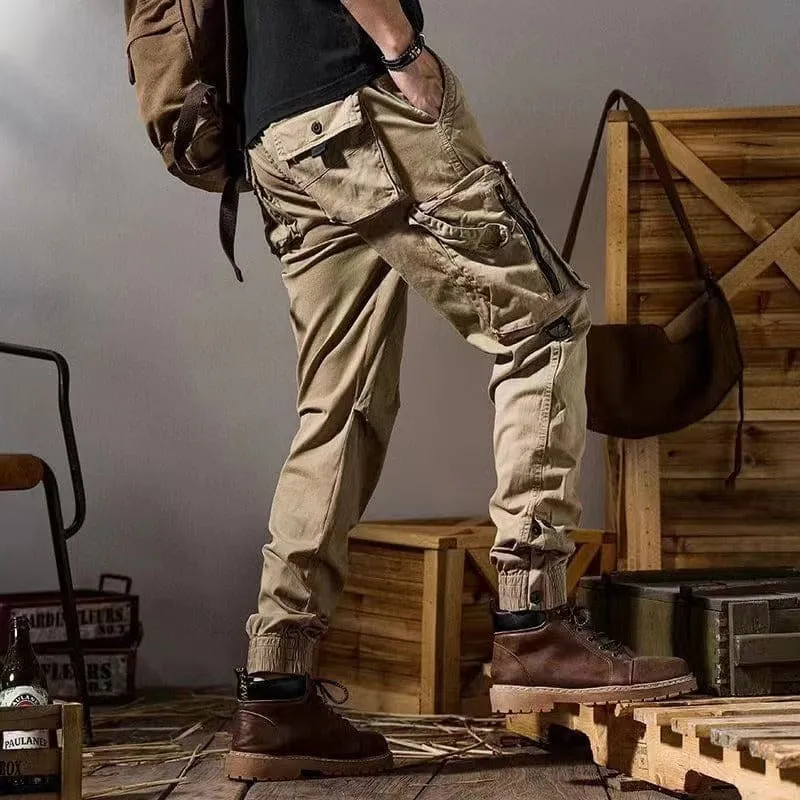 Khaki Outdoor Casual Cargo Pants for Men’s Workwear