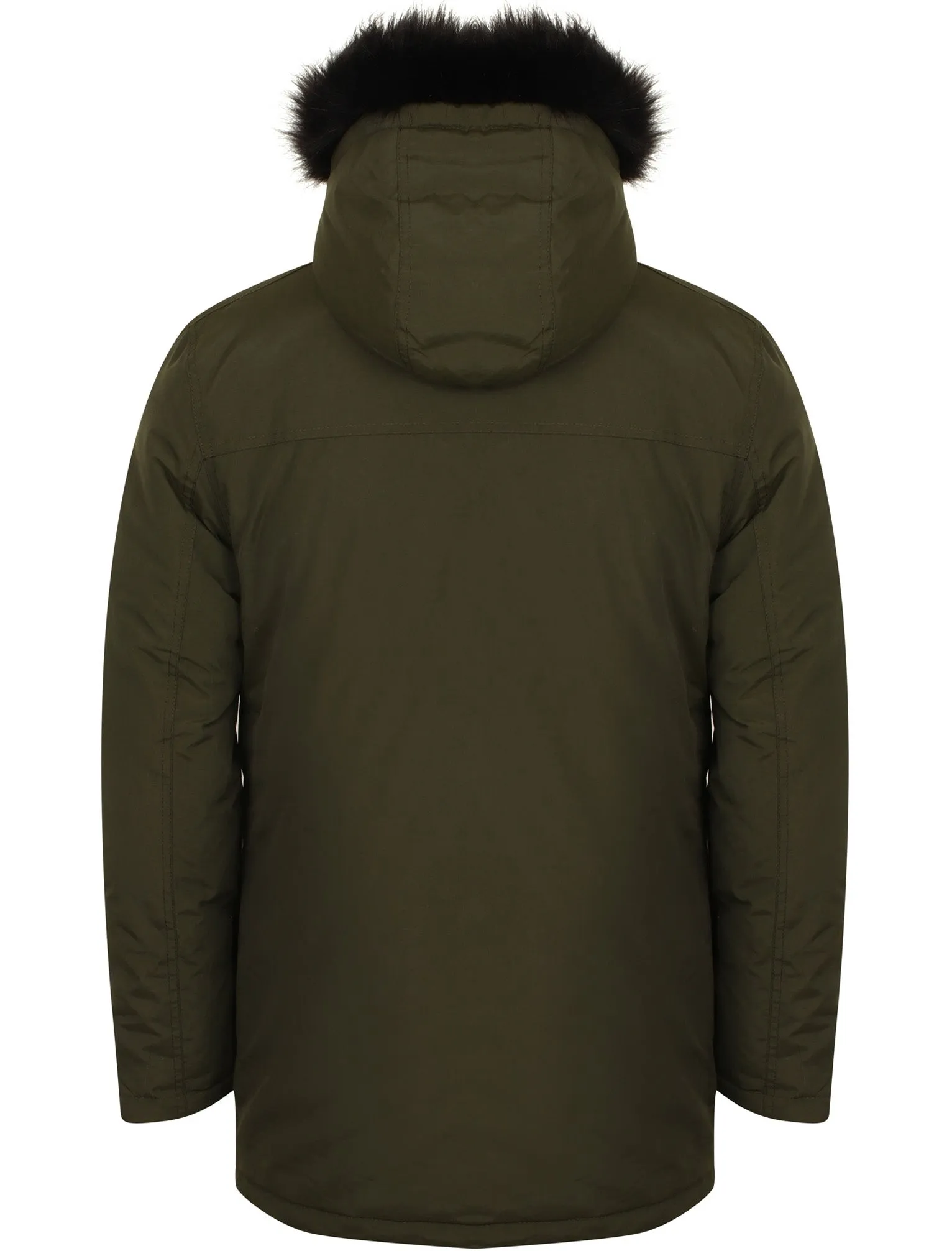 Lenart Faux Fur Trim Hooded Parka Jacket in Khaki - Tokyo Laundry