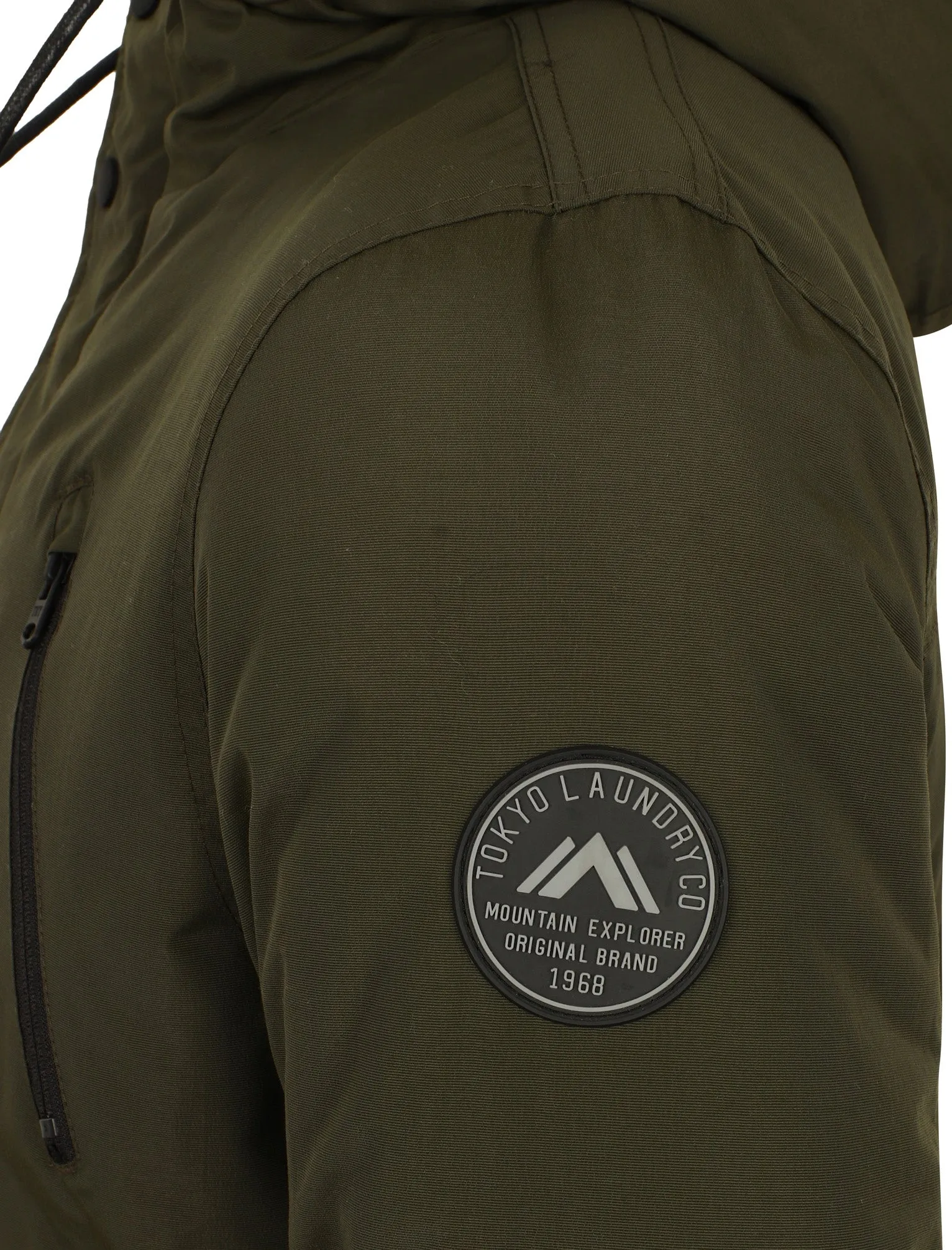 Lenart Faux Fur Trim Hooded Parka Jacket in Khaki - Tokyo Laundry
