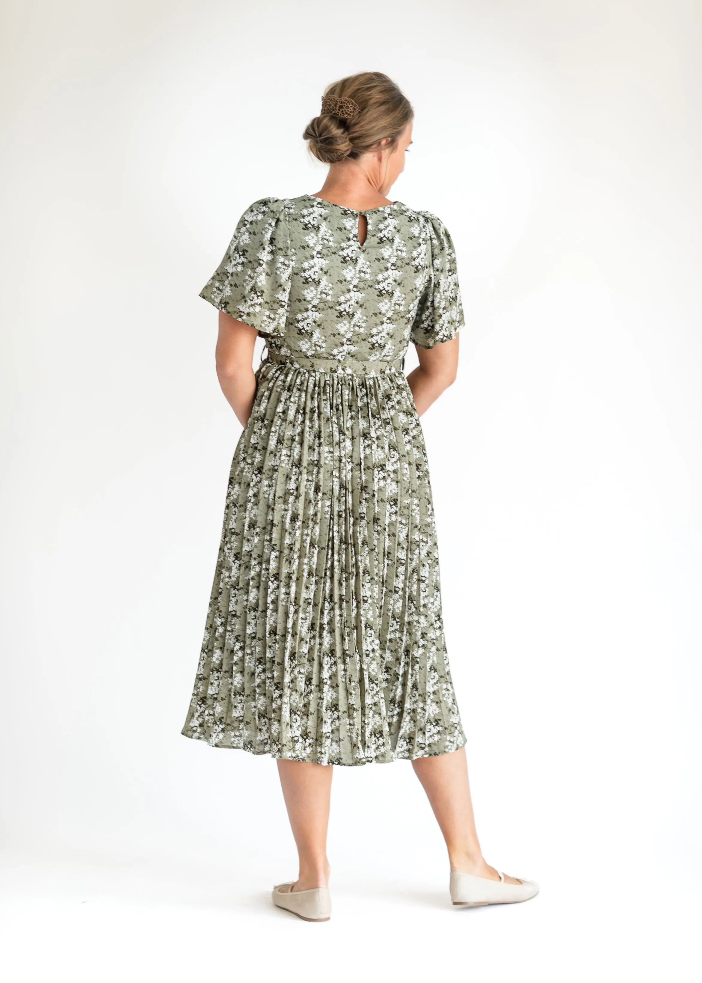 Louise Short Sleeve Pleated Midi Dress